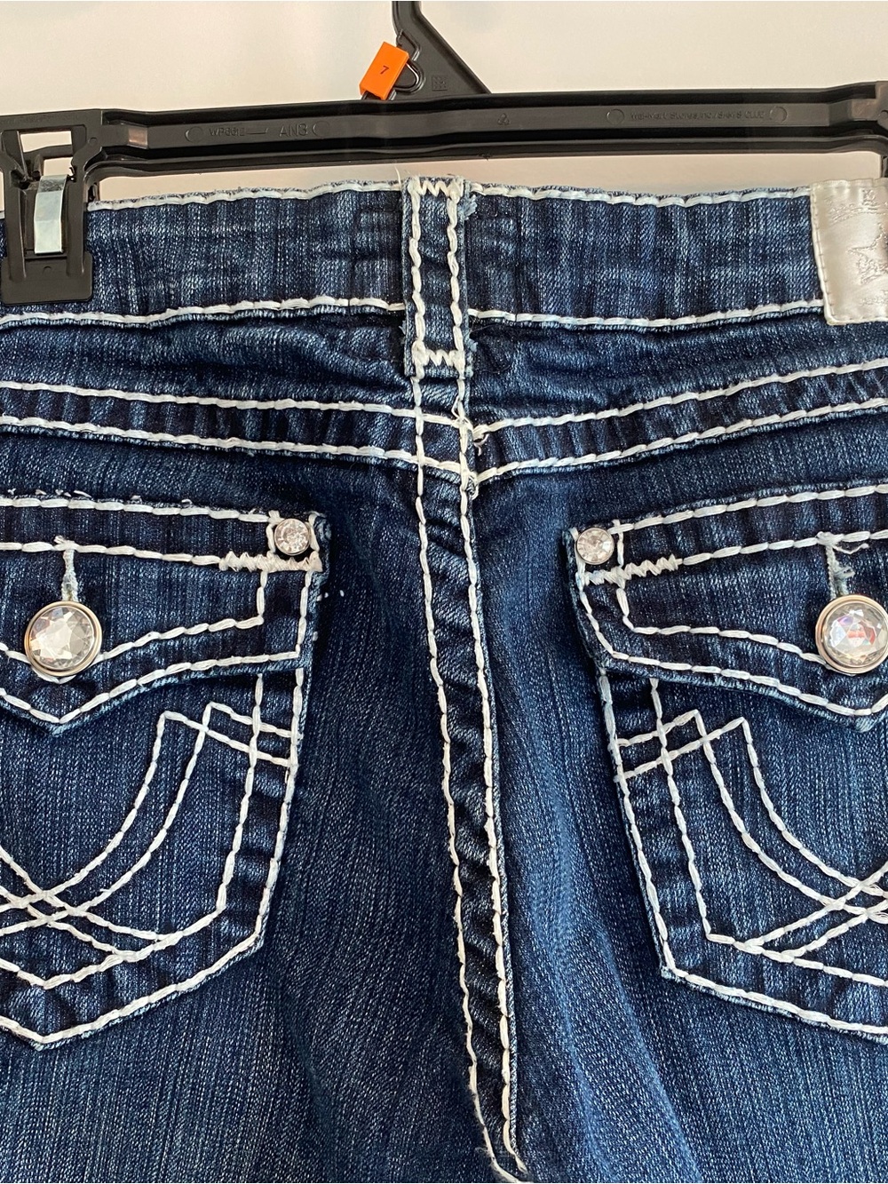 L.A. idol Size 11 ~ Dark Blue Boot Cut Jeans with White Contrast Stitching
